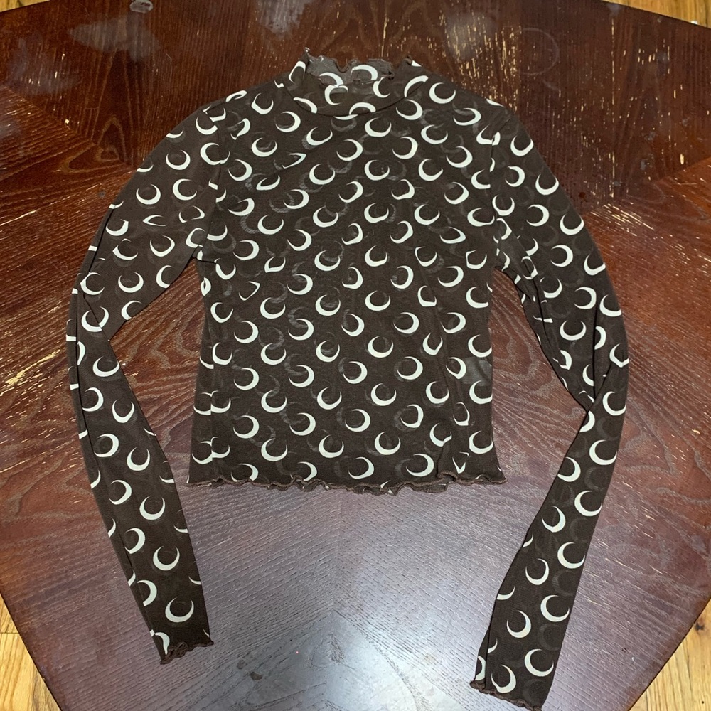 Cute Mesh Moon Print Top